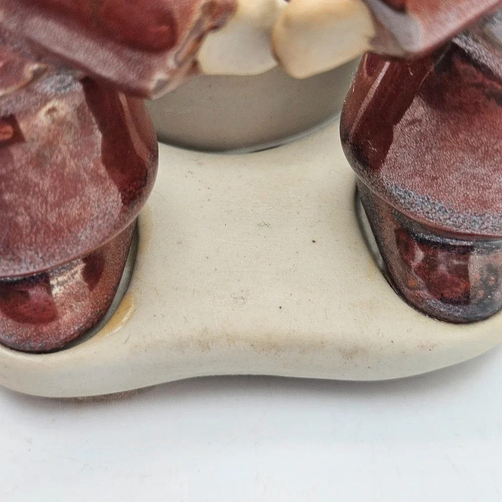 Vintage Santa Tea Light Holder Ceramic 4 Dancing Santas Christmas Decor w/ Box